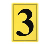 M METERXITY Aluminum Number Sign 3, 11.8 Inch House Numbers and Metal Letters, Parking Spot Letter Signs, Metal Letter Wall Decor for Garden/Door/Mailbox [Yellow Text On Black]