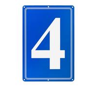 M METERXITY Aluminum Number Sign 4, 11.8 Inch House Numbers and Metal Letters, Parking Spot Letter Signs, Metal Letter Wall Decor for Garden/Door/Mailbox [White Text On Blue]