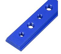 M METERXITY Aluminum t Track (1Pcs, 3.9Inch, M6/M8, Blue)- T-Slider for T-Slot Miter Slider, Double-Cut& Pre Drilled Mounting Holes, Apply to Woodworking/Fixtures/Crosscut Sled/Router Table