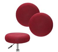 M METERXITY Bar Stool Covers Round 12-14" Polyester 2Pcs [Red] | Polyester Corn Grid Seat Covers with Elastic Bands No Sponge Pad for Bar Stool/Round Cushion