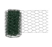 M METERXITY Chicken Wire for Floral Arrangements, 11.5cm x 3 m in Galvanized Iron Hexagonal PVC Coated for Crafts/Poultry/Garden, Chicken Wire Netting Fence Mesh [Green]