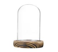 M METERXITY Cloche Glass Dome, 3.9"x2.4" Glass Display Case with Wooden Base for DIY Snow Globes/Small Plants/Flowers/Candles/Models/Souvenirs, Tabletop Centerpiece [Burnt]