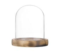 M METERXITY Cloche Glass Dome, 3.9"x3.1" Glass Display Case with Wooden Base for DIY Snow Globes/Small Plants/Flowers/Candles/Models/Souvenirs, Tabletop Centerpiece [Burnt]