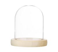 M METERXITY Cloche Glass Dome, 3.9"x3.1" Glass Display Case with Wooden Base for DIY Snow Globes/Small Plants/Flowers/Candles/Models/Souvenirs, Tabletop Centerpiece [Wood]