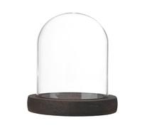 M METERXITY Cloche Glass Dome, 3.9"x3.1" Glass Display Case with Wooden Base for DIY Snow Globes/Small Plants/Flowers/Candles/Models/Souvenirs, Tabletop Centerpiece [Dark]