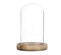 M METERXITY Cloche Glass Dome, 4.7"x2.8" Glass Display Case with Wooden Base for DIY Snow Globes/Small Plants/Flowers/Candles/Models/Souvenirs, Tabletop Centerpiece [Burnt]