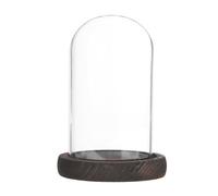 M METERXITY Cloche Glass Dome, 4.7"x2.8" Glass Display Case with Wooden Base for DIY Snow Globes/Small Plants/Flowers/Candles/Models/Souvenirs, Tabletop Centerpiece [Dark]