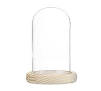 M METERXITY Cloche Glass Dome, 4.7"x2.8" Glass Display Case with Wooden Base for DIY Snow Globes/Small Plants/Flowers/Candles/Models/Souvenirs, Tabletop Centerpiece [Wood]