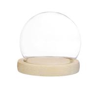 M METERXITY Cloche Glass Dome, D3.9In Ball Jar with Wooden Base for DIY Snow Globes/Small Plants/Flowers/Candles/Models/Souvenirs, Glass Display Case [Wood]