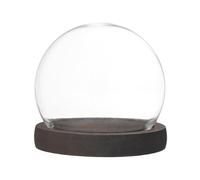 M METERXITY Cloche Glass Dome, D3.9In Ball Jar with Wooden Base for DIY Snow Globes/Small Plants/Flowers/Candles/Models/Souvenirs, Glass Display Case [Burnt]