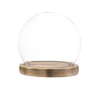 M METERXITY Cloche Glass Dome, D4.7In Ball Jar with Wooden Base for DIY Snow Globes/Small Plants/Flowers/Candles/Models/Souvenirs, Glass Display Case [Burnt]