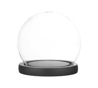 M METERXITY Cloche Glass Dome, D4.7In Ball Jar with Wooden Base for DIY Snow Globes/Small Plants/Flowers/Candles/Models/Souvenirs, Glass Display Case [Black]