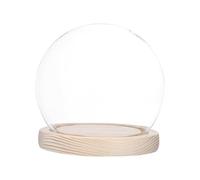 M METERXITY Cloche Glass Dome, D4.7In Ball Jar with Wooden Base for DIY Snow Globes/Small Plants/Flowers/Candles/Models/Souvenirs, Glass Display Case [Wood]