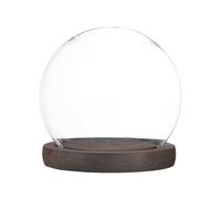 M METERXITY Cloche Glass Dome, D4.7In Ball Jar with Wooden Base for DIY Snow Globes/Small Plants/Flowers/Candles/Models/Souvenirs, Glass Display Case [White]