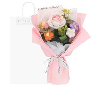 M METERXITY Crochet Flowers Bouquet, Handmade Knitted Bouquets Artificial Rose with Gift Bag for DIY Home Decor/Birthday/Wedding/Valentine's Day [Gradient Pink]