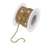 M METERXITY Crystal Rhinestone Close Chain, 2 mm 10 Yards Crystal Single Row Trimming Claw Cup Chain Roll for Sewing Crafts/DIY Decoration/Jewelry Crafts [Golden Yellow]