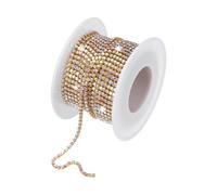 M METERXITY Crystal Rhinestone Close Chain, 2 mm 10 Yards Crystal Single Row Trimming Claw Cup Chain Roll for Sewing Crafts/DIY Decoration/Jewelry Crafts [Gold AB]