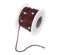 M METERXITY Crystal Rhinestone Close Chain, 2 mm 10 Yards Crystal Single Row Trimming Claw Cup Chain Roll for Sewing Crafts/DIY Decoration/Jewelry Crafts [Dark Red]