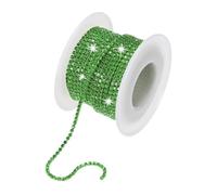 M METERXITY Crystal Rhinestone Close Chain, 2 mm 10 Yards Crystal Single Row Trimming Claw Cup Chain Roll for Sewing Crafts/DIY Decoration/Jewelry Crafts [Light Green]