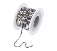 M METERXITY Crystal Rhinestone Close Chain, 2 mm 10 Yards Crystal Single Row Trimming Claw Cup Chain Roll for Sewing Crafts/DIY Decoration/Jewelry Crafts [Gun-Black Base White AB]