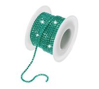 M METERXITY Crystal Rhinestone Close Chain, 2 mm 10 Yards Crystal Single Row Trimming Claw Cup Chain Roll for Sewing Crafts/DIY Decoration/Jewelry Crafts [Porous Green]