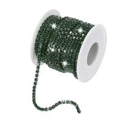 M METERXITY Crystal Rhinestone Close Chain, 4 mm 10 Yards Crystal Single Row Trimming Claw Cup Chain Roll for Sewing Crafts/DIY Decoration/Jewelry Crafts [Dark Green]