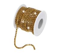 M METERXITY Crystal Rhinestone Close Chain, 4 mm 10 Yards Crystal Single Row Trimming Claw Cup Chain Roll for Sewing Crafts/DIY Decoration/Jewelry Crafts [Golden Yellow]
