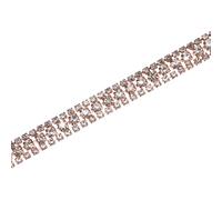 M METERXITY Crystal Rhinestone Close Chain Trim, 3 Rows 2 Yards Dress Embellishments, Sparkly Diamond Strips Applique Embellishment for Craft/Sewing Clothes/Wedding [Rose Gold-Based White]