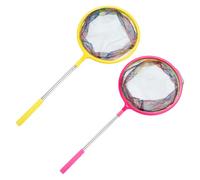 M METERXITY Fishing Net, Telescopic Butterfly Fishing Nets with Stainless Steel Handle and 2 Net Heads for Catching and Releasing Fish/Minnow, Extendable from 22 to 48.8 Inch [Yellow, Pink]