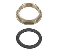 M METERXITY Flange Hex Lock Nut (G 1-1/4 Inch Female Thread) 1 PCS - Brass Pipe Fitting Locknuts & with Silicone Washer, Apply to Kitchen Sink Plumbing/Bathroom Basin