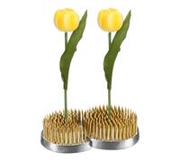 M METERXITY Flower Frog 3.31" x 2.05" Double Round Copper Pins Flower Holder Arranger Fixed Tools Floral Frog for Arrangements Vase/Plant Decoration/Home Decor [1.1cm Pins, Silver Tone]