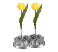 M METERXITY Flower Frog 3.31" x 2.05" Double Round Steel Pins Flower Holder Arranger Fixed Tools Floral Frog for Arrangements Vase/Plant Decoration/Home Decor [1.1cm Pins, Silver Tone]