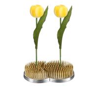 M METERXITY Flower Frog 3.66" x 2.32" Double Round Copper Pins Flower Holder Arranger Fixed Tools Floral Frog for Arrangements Vase/Plant Decoration/Home Decor [1.1cm Pins, Silver Tone]