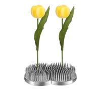 M METERXITY Flower Frog 3.66" x 2.32" Double Round Steel Pins Flower Holder Arranger Fixed Tools Floral Frog for Arrangements Vase/Plant Decoration/Home Decor [1.1cm Pins, Silver Tone]