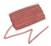 M METERXITY Gimp Braid Trim 1/2 Inch 12cm x 25 Yards Polyester Gold Edge Woven Trim Lace Ribbon Fabric Upholstery Trim for Sewing/Costume/Home Decor/DIY Craft/Curtain/Jewelry Making [Rose Red]