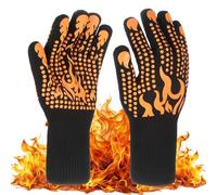 M METERXITY Grilling Gloves Heat Resistant BBQ Gloves, 1472°F High Temp Resistance Silicone Fireproof Gloves, Grill Mitts for Outdoor Grill/Barbecue/Cooking/Smoker Baking Gloves [Orange/Black]