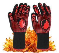 M METERXITY Grilling Gloves Heat Resistant BBQ Gloves, 1472°F High Temp Resistance Silicone Fireproof Gloves, Grill Mitts for Outdoor Grill/Oven/Cooking/Smoker Baking Gloves [Red/Black]