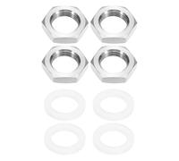 M METERXITY Hex Lock Nut (G 3/8 Inch Female Thread) 4 PCS - 304 Stainless Steel Pipe Fitting Locknuts & with Silicone Washer, Apply to Kitchen Sink Plumbing/Bathroom Basin