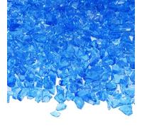 M METERXITY High Luster Fire Glass Gravel Stone, Glass Gems, Crushed Glass, Broken Glass Pieces for Crafts/Vases/Aquarium/Garden Decorations 3-6mm, 900g/1.98-Pound [Sea Blue]