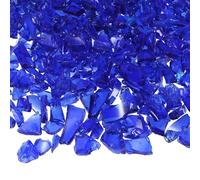 M METERXITY High Luster Fire Glass Gravel Stone, Glass Gems, Crushed Glass, Broken Glass Pieces for Crafts/Vases/Aquarium/Garden Decorations 6-9mm, 350g/0.77-Pound [Dark Blue]