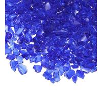 M METERXITY High Luster Fire Glass Gravel Stone, Glass Gems, Crushed Glass, Broken Glass Pieces for Crafts/Vases/Aquarium/Garden Decorations 3-6mm, 900g/1.98-Pound [Dark Blue]