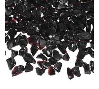 M METERXITY High Luster Fire Glass Gravel Stone, Glass Gems, Crushed Glass, Broken Glass Pieces for Crafts/Vases/Aquarium/Garden Decorations 6-9mm, 500g/1.1-Pound [Black]