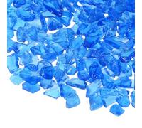 M METERXITY High Luster Fire Glass Gravel Stone, Glass Gems, Crushed Glass, Broken Glass Pieces for Crafts/Vases/Aquarium/Garden Decorations 6-9mm, 350g/0.77-Pound [Sea Blue]
