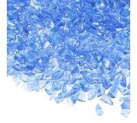 M METERXITY High Luster Fire Glass Gravel Stone, Glass Gems, Crushed Glass, Broken Glass Pieces for Crafts/Vases/Aquarium/Garden Decorations 3-6mm, 350g/0.77-Pound [Light Blue]