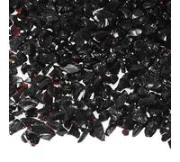 M METERXITY High Luster Fire Glass Gravel Stone, Glass Gems, Crushed Glass, Broken Glass Pieces for Crafts/Vases/Aquarium/Garden Decorations 3-6mm, 350g/0.77-Pound [Black]
