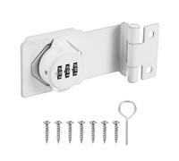M METERXITY Keyless Combination Lock, 3.5" Zinc Alloy Mechanical Password Twist Knob Hasp Locks Latch, 90 Degree Barn Door Lock for Cabinet/Closet/Garage/Drawers/Garden/Bathroom [White]
