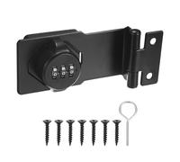 M METERXITY Keyless Combination Lock, 3.5" Zinc Alloy Mechanical Password Twist Knob Hasp Locks Latch, 90 Degree Barn Door Lock for Cabinet/Closet/Garage/Drawers/Garden/Bathroom [Black]