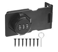 M METERXITY Keyless Combination Lock, 3.7" Zinc Alloy Mechanical Password Twist Knob Hasp Locks Latch, 90/180 Degree Barn Door Lock for Cabinet/Closet/Garage/Drawers/Garden/Bathroom [Black]