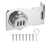 M METERXITY Keyless Combination Lock, 3.7" Zinc Alloy Mechanical Password Twist Knob Hasp Locks Latch, 90/180 Degree Barn Door Lock for Cabinet/Closet/Garage/Drawers/Garden/Bathroom [Silver]
