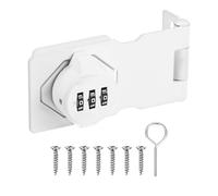 M METERXITY Keyless Combination Lock, 3.7" Zinc Alloy Mechanical Password Twist Knob Hasp Locks Latch, 90/180 Degree Barn Door Lock for Cabinet/Closet/Garage/Drawers/Garden/Bathroom [White]